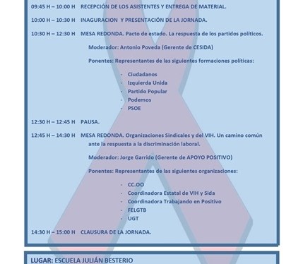 Organizaciones sindicales y sociales organizan la Jornada gratuita VIH y Discriminación&nbsp;Laboral